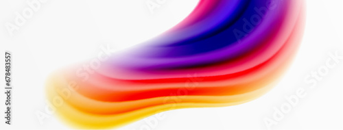 Rainbow color silk blurred wavy line background on white, luxuriously vibrant visually captivating backdrop. Stunning blend of colors reminiscent of rainbow, silky and gracefully blurred wavy pattern