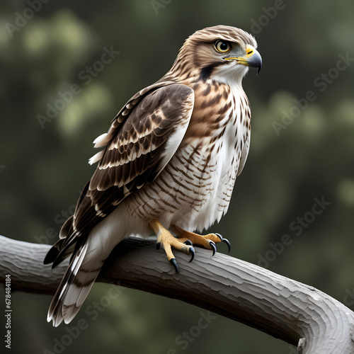 Close-up of a perched hawk.  