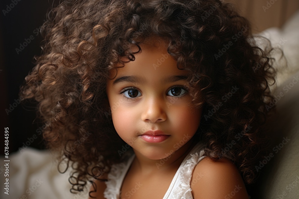 Fototapeta premium portrait of a young girl with curly hair 