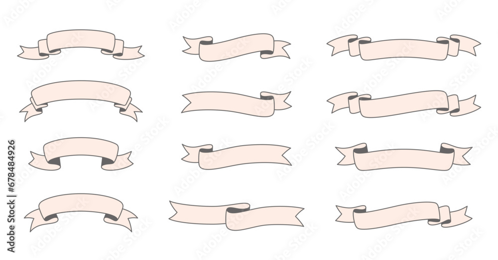 Set of Vector Ribbon Flag Banner for poster, postcard, invitation card. Vector illustration Set of Vector Ribbon Flag Banner for poster, postcard, invitation card. Vector illustration
