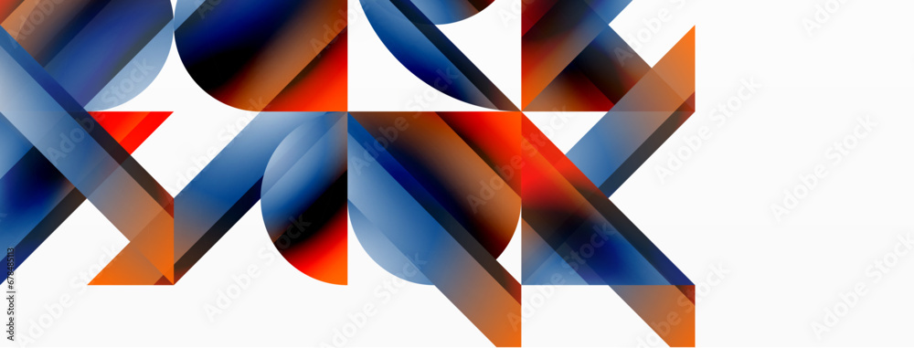 Gradient color triangles and circles on white. Dynamic blend creating captivating visual impact. Geometric background for digital designs, presentations, website banners, social media posts Gradient color triangles and circles on white. Dynamic blend creating captivating visual impact. Geometric background for digital designs, presentations, website banners, social media posts