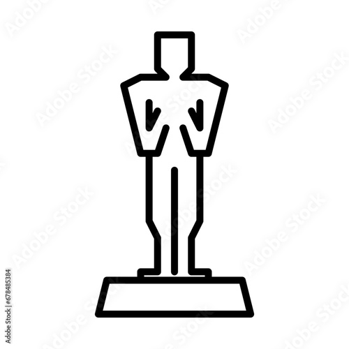 oscar statue icon, film award sign symbol in line
