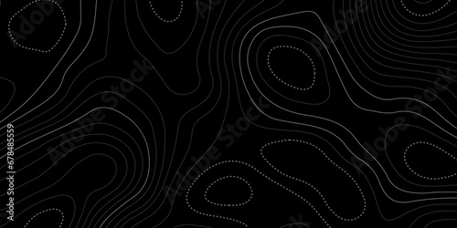 Abstract black and white wavy topography map background. Topography relief and topographic map wave line background.