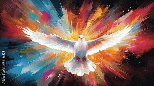 Religious image featuring a dove, symbolizing peace, tranquility, and spiritual significance.