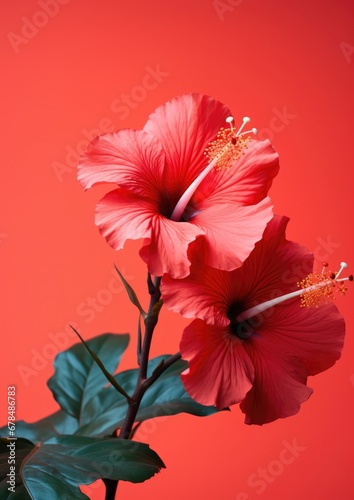 Blooming nature plant beauty flowers red floral blossom flora green garden hibiscus tropical photo