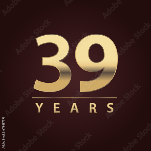 39 years for celebration events, anniversary, commemorative date. thirty nine years logo photo