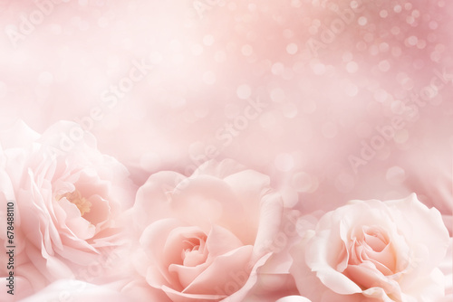 romantic vintage soft pink rose flower background with copy space for greeting cards, wedding invitations, birthdays, and valentines
