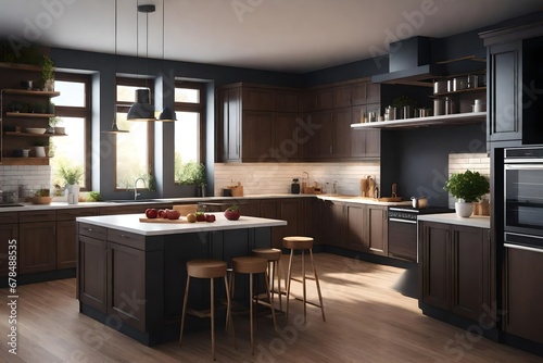 kitchen, interior visualization, 3D illustration