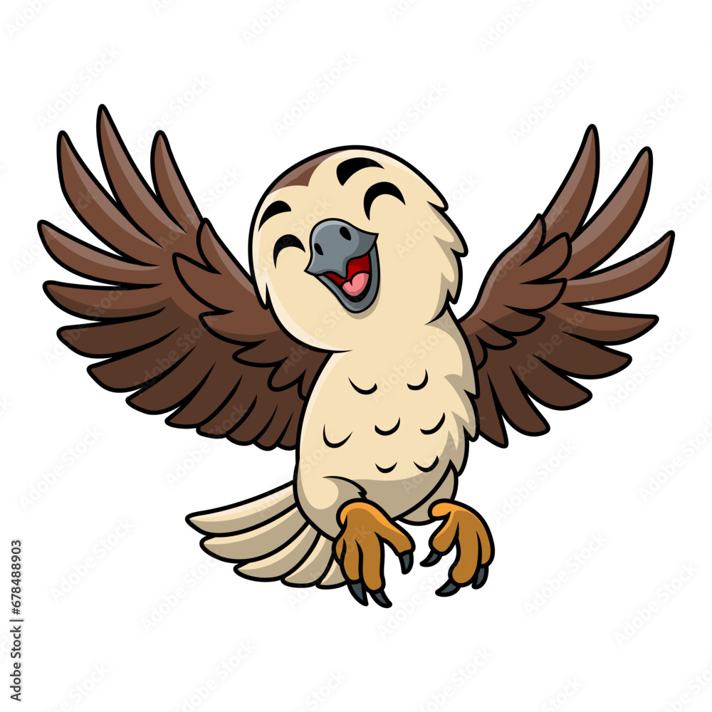 Fototapeta premium Cute falcon cartoon on white background