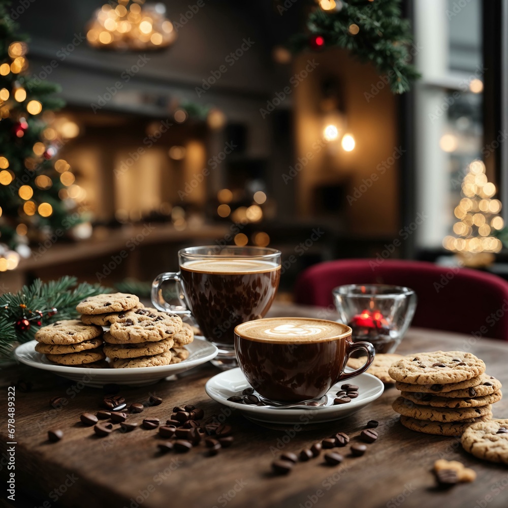 a beautiful cup of coffee on the Christmas table a beautiful cup of coffee on the Christmas table