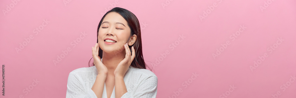 Asian woman with a beautiful face and Perfect clean fresh skin. Asian woman with a beautiful face and Perfect clean fresh skin.