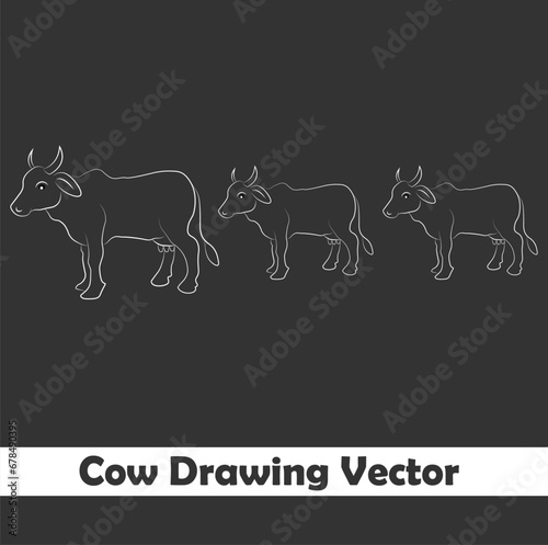Easy Cow Drawing Vector Creative Concept: Wholesome Farmyard Fun