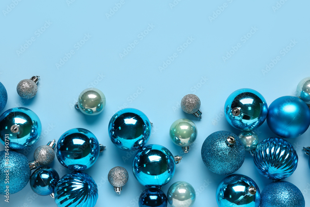Christmas balls on blue background Christmas balls on blue background