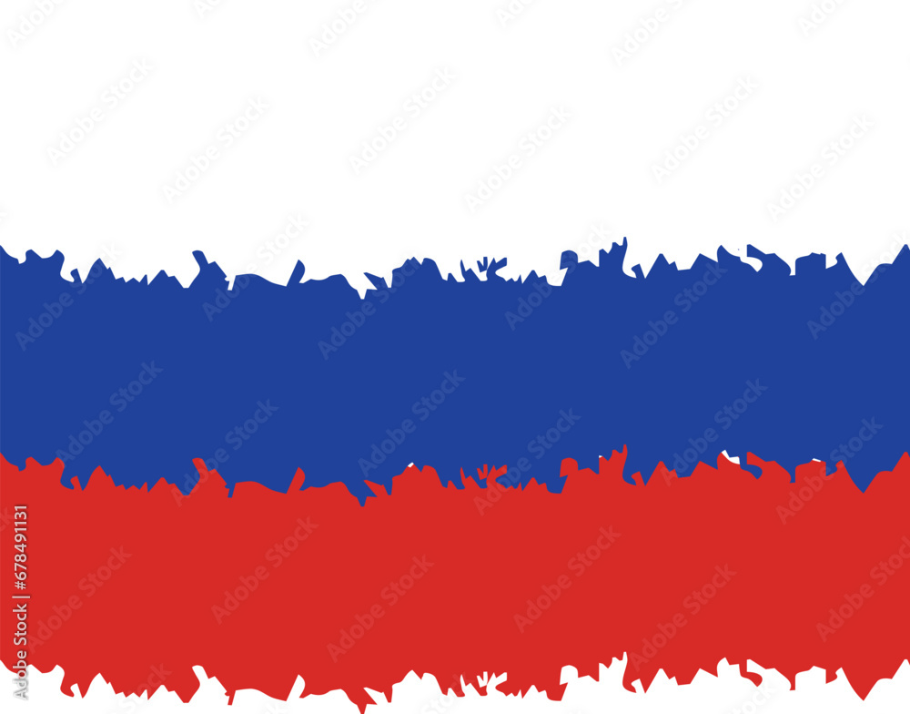 Russia Flag Paint Brush Strokes