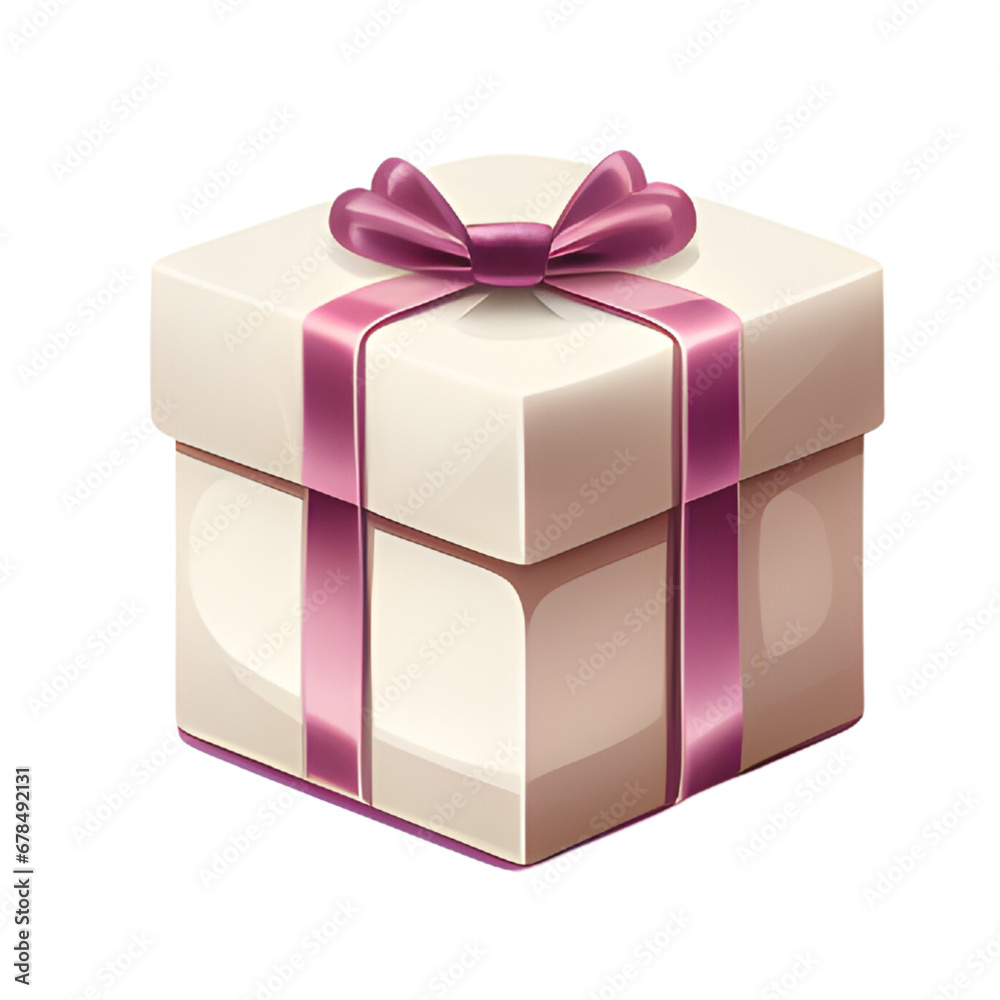Obraz premium Gift box with purple bow isolated on white background.