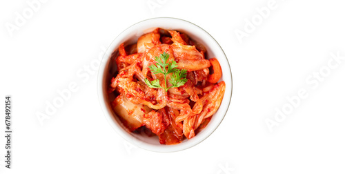 Kimchi, Korean food, food Served in cups on a white background