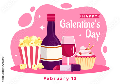 Happy Galentine's Day Vector Illustration on February 13th with Celebrating Women Friendship for Their Freedom in Flat Cartoon Background Design