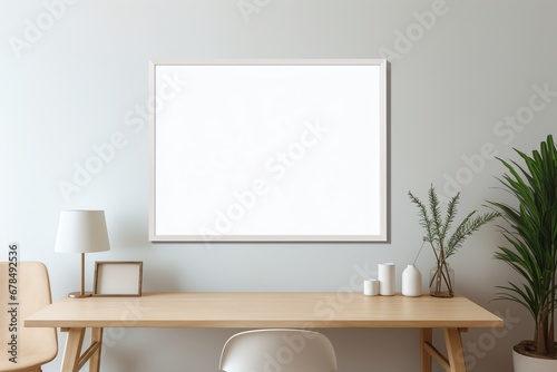blank frame in modern home interior mockup background © fledermausstudio