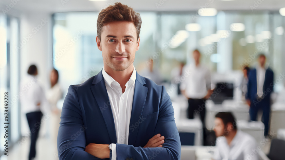 business american man in light cream, AI Generative.