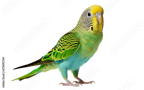 Elegant Colorful Parakeet Bird with Vibrant Feather Isolated on Transparent Background PNG.