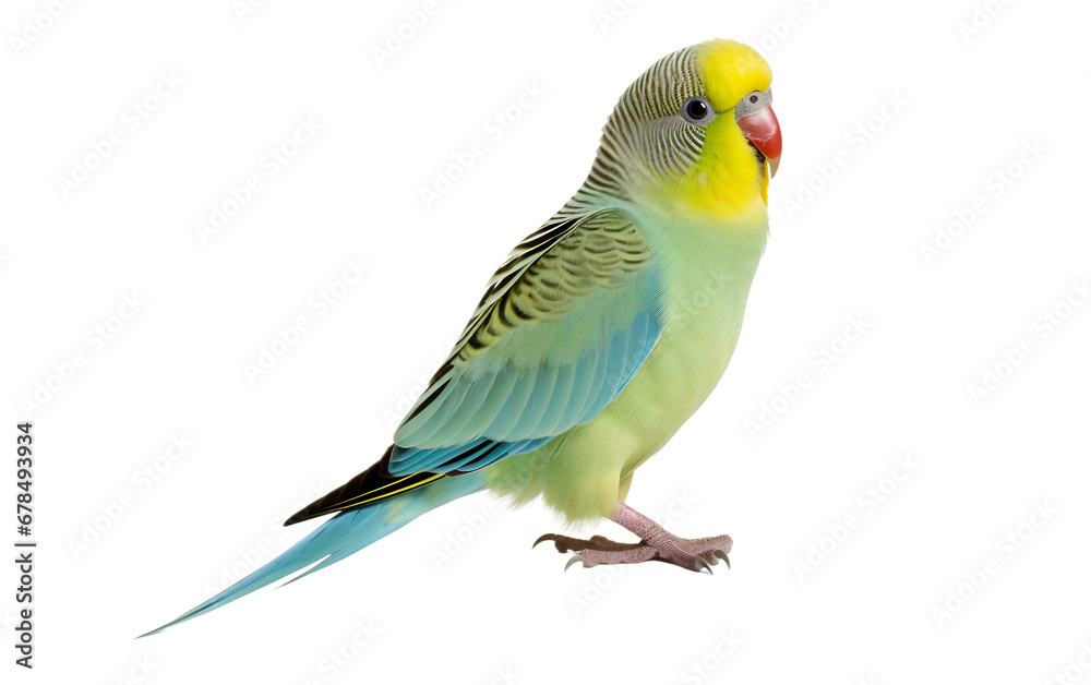 Charming Colorful Parakeet Bird with Vibrant Feather Isolated on Transparent Background PNG.