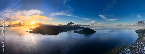defaultstunning Ternate, Maitara and Tidore Island from bird eye view at sunset. These islands is called the land of spices in the past because western people searching for spices until Moluccas.  © alfin