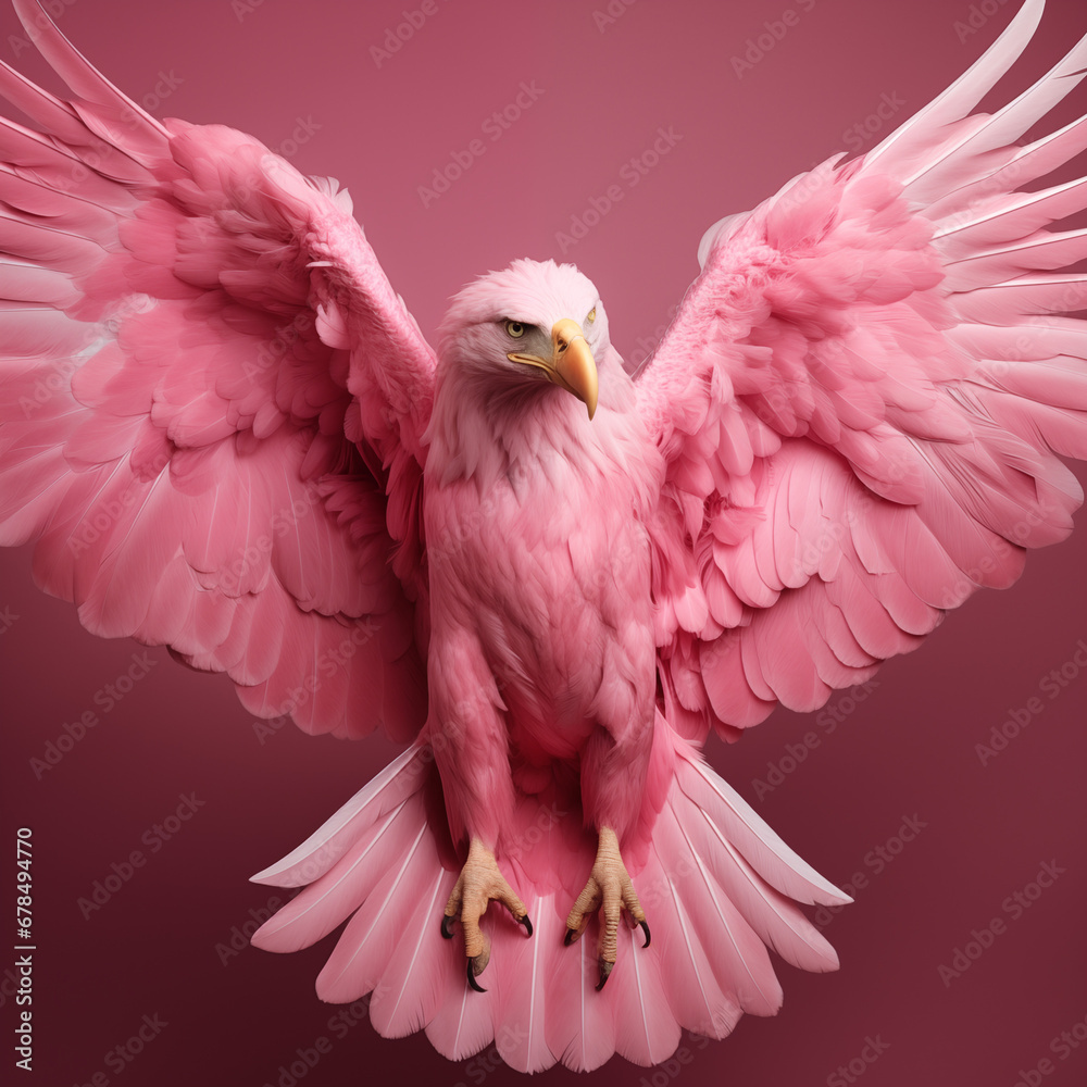 Obraz premium pink flaming flamingo galah bald eagle with wings
