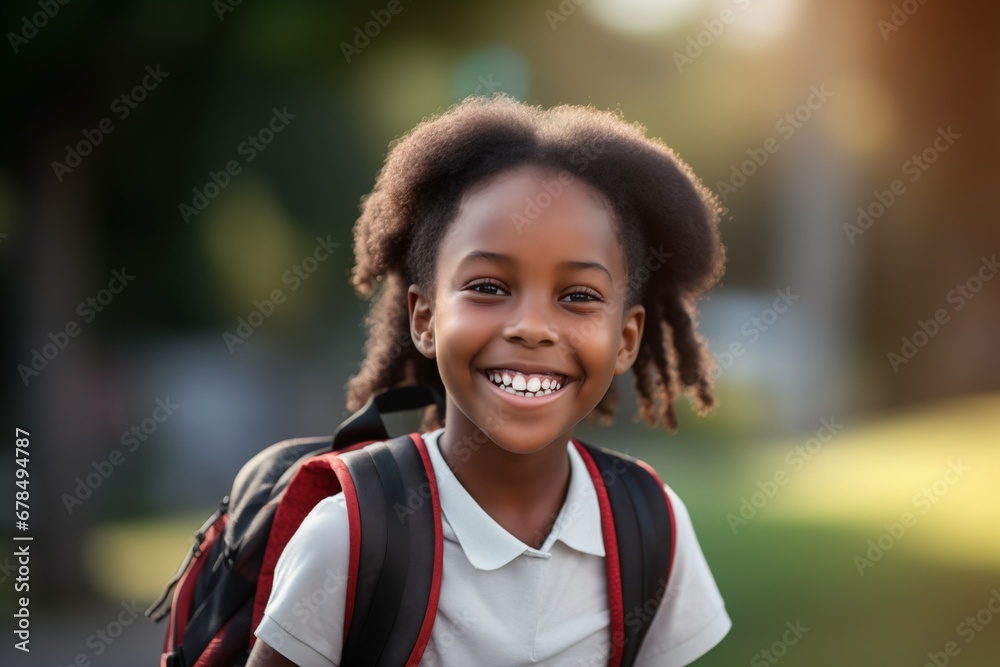 Happy and smiling little boy carrying a backpack going back to school Happy and smiling little boy carrying a backpack going back to school