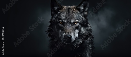 Frightening gray wolf