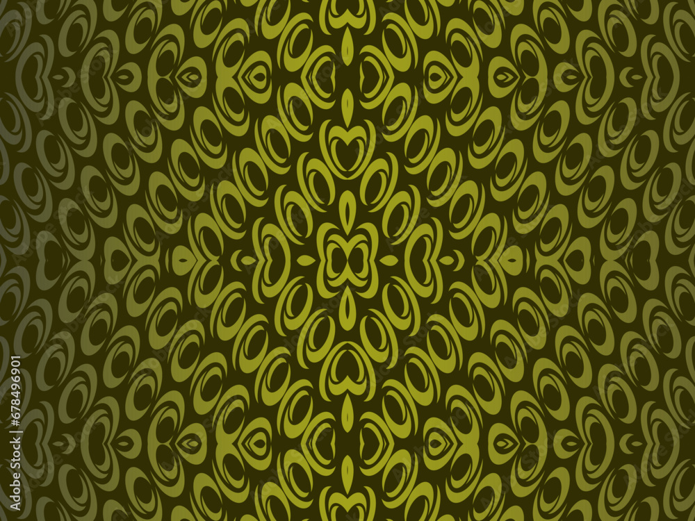 Shiny dark yellow background, with unique ornaments. Modern 3d pattern. Vector illustration