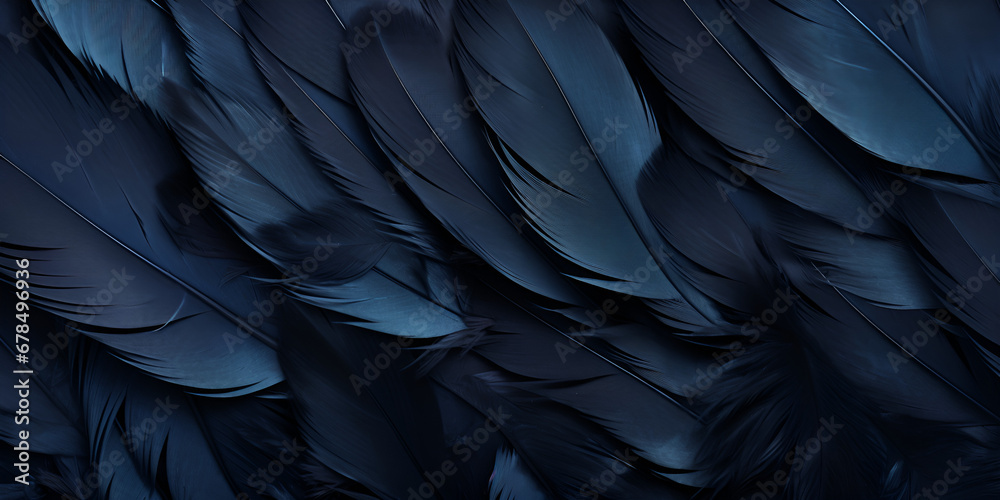 Artful Nature Close-Up Shot of Black Bird Feathers Print