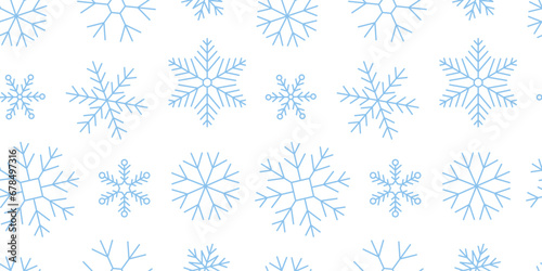 Winter seamless pattern with snowflakes on a white background