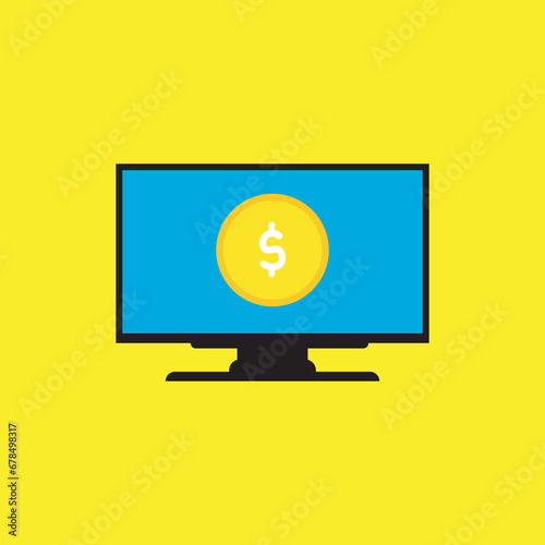 vector television monitor displaying currency symbols