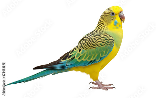 A Friendly Colorful Pet Parakeet Bird with Vibrant Feather Isolated on Transparent Background PNG.