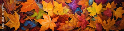 Banner featuring vibrant fall leaves in shades of orange and yellow, capturing the essence of autumn's rich and warm color palette.