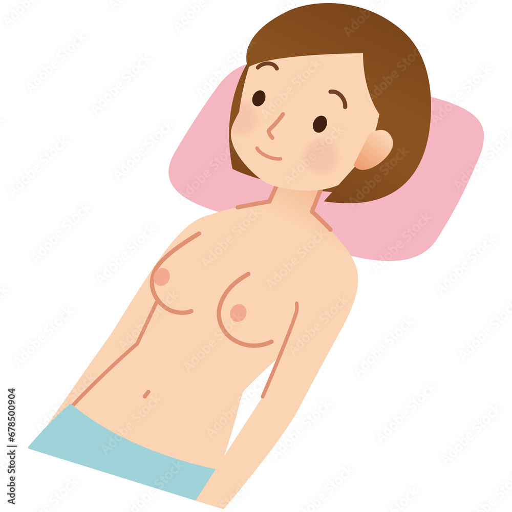 上半身裸の女性 乳がんセルフチェック 医療 上半身裸の女性 乳がんセルフチェック 医療