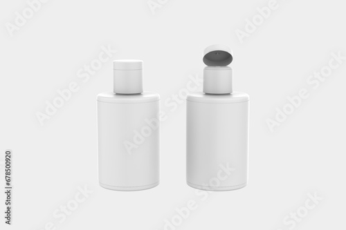 Matte Shampoo Bottles Mockup Isolated On White Background.3d illustration