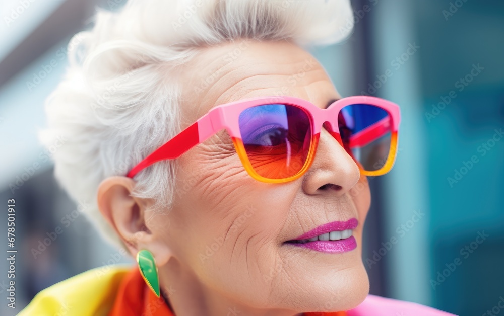 An elderly woman startup person in a modern colorful office An elderly woman startup person in a modern colorful office