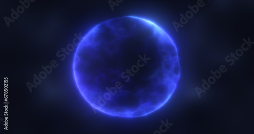 Abstract blue energy sphere round glowing magical digital futuristic space background