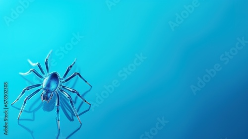 The wallpaper shows a tiny spide crawling down on blue background © LaxmiOwl