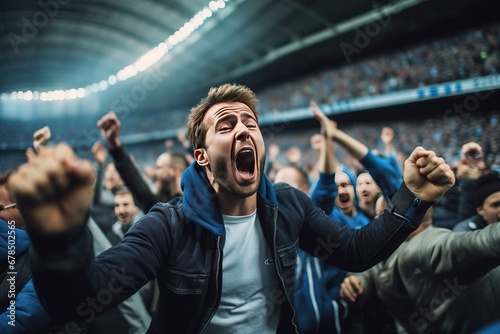 The emotions of football fans overwhelm the fans applauding in the stands