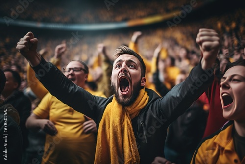 The emotions of football fans overwhelm the fans applauding in the stands