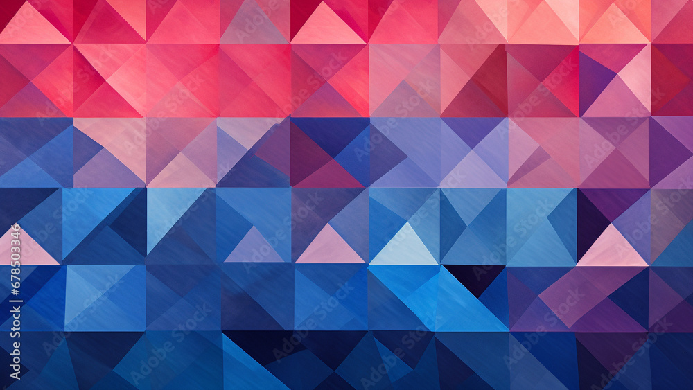 Obraz premium Indigo and Coral Pink Geometric Mosaic Modern Design