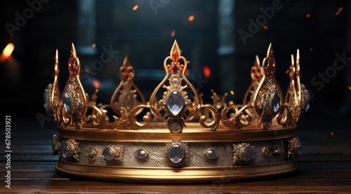 Beautiful king crown. Fantasy medieval period. Generative AI