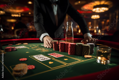 Luxurious Casino Gambling Scene with Man in Suit