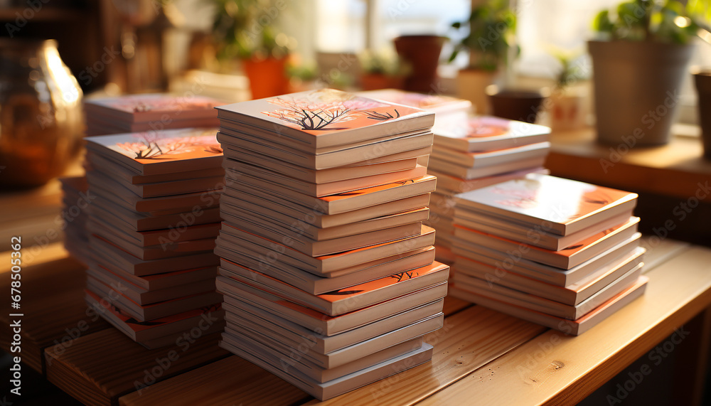 Obraz premium Large collection of books on shelf in library generated by AI