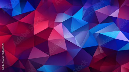 Royal Blue and Ruby Red Geometric Mosaic Pattern Design