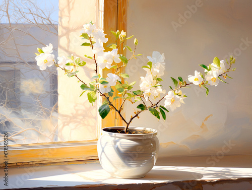 Obraz na płótnie Flowers in a window w salonie