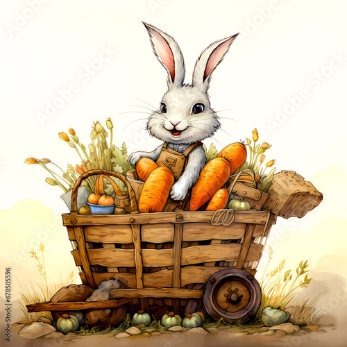 Obraz na płótnie Bunny in a basket w salonie