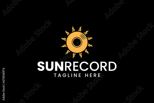 music disk with sun shape modern logo for entertainment business